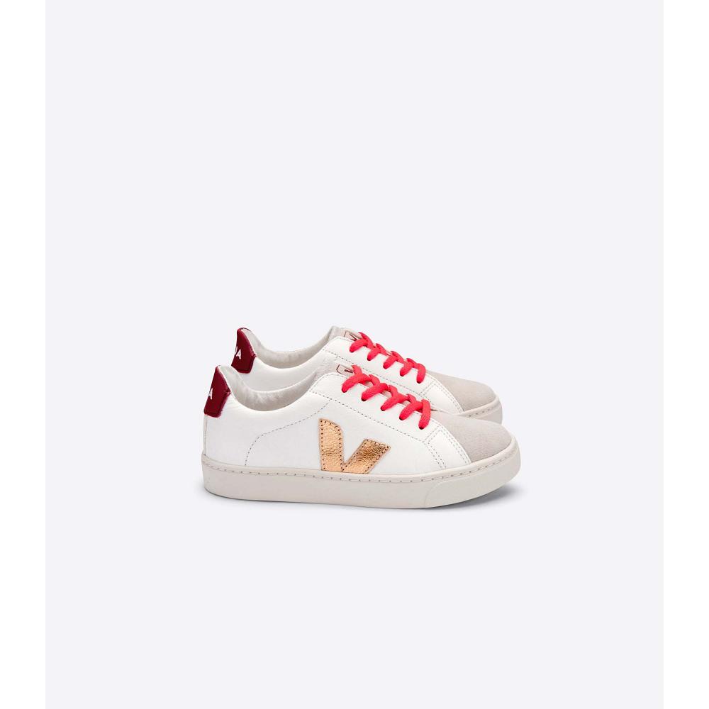 Gold/Red/White Kids\' Veja ESPLAR LEATHER Sneakers | AU 810OKI